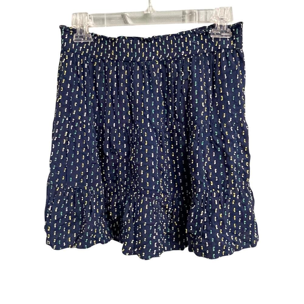 Loft Size Small Flounce Skirt Size Small Navy Green Yellow Clip Dot Lined Women